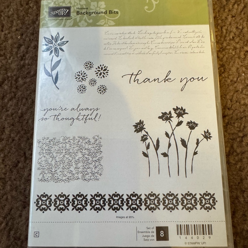 Stampin' Up! Background Bits Clear Stamp Set - Black Floral & Sentiments